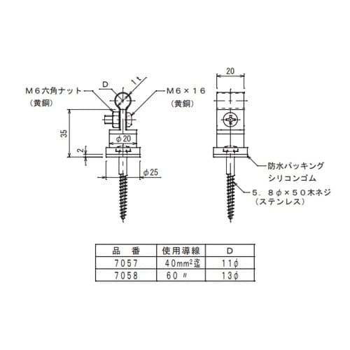 銅線取付金物 7058