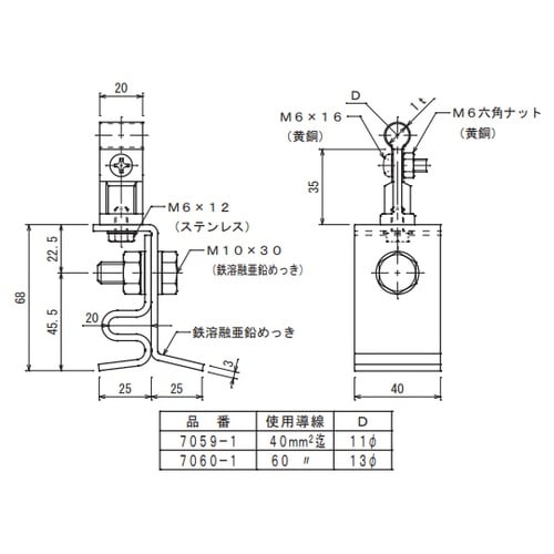 銅線取付金物 7060−1