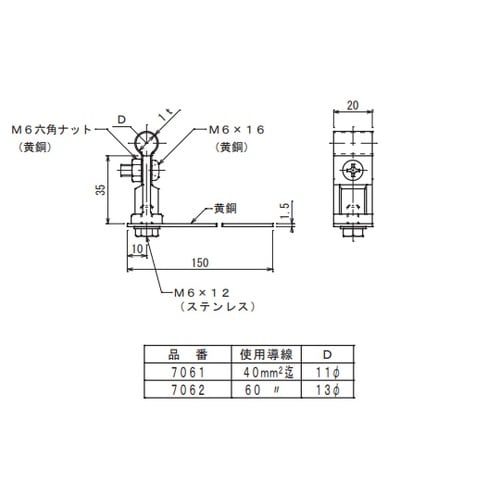 銅線取付金物 7061