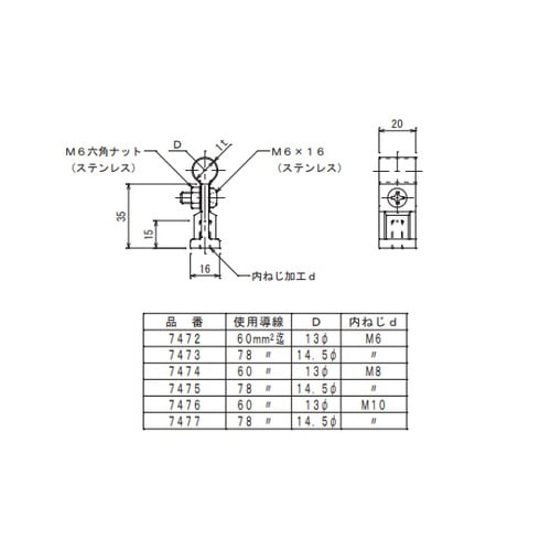 アルミ導線取付金物 7473