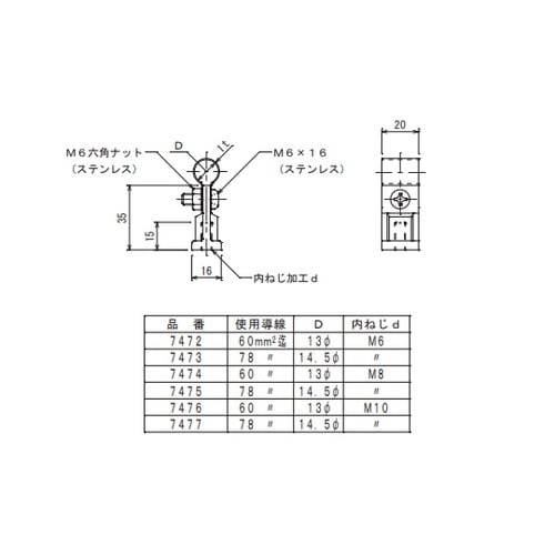 アルミ導線取付金物 7474
