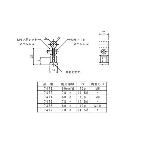 アルミ導線取付金物 7475