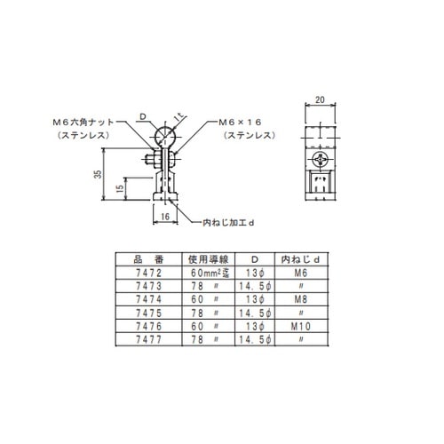 アルミ導線取付金物 7477