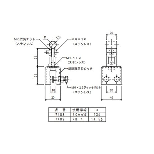 アルミ導線取付金物 7489