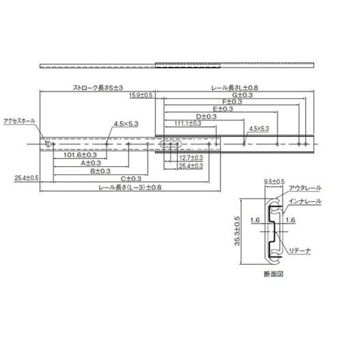 スライドレール FBL35S+406L