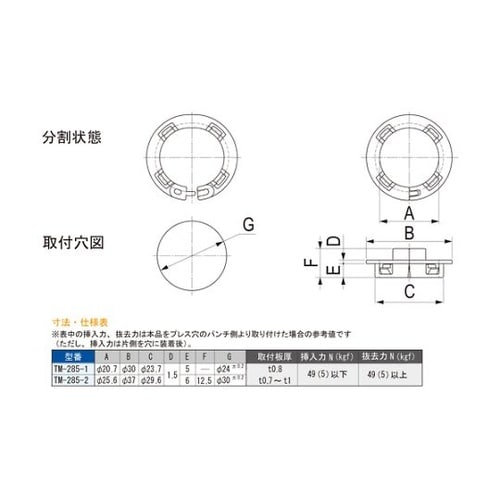 プロテクター(分離型) 取付穴寸法Φ24