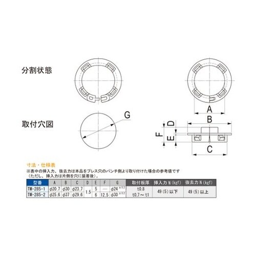 プロテクター(分離型) 取付穴寸法Φ30