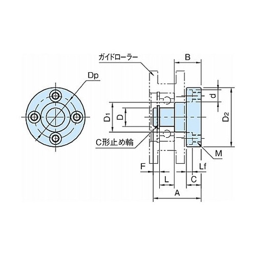 フランジ付きローラーピン RLP−F M