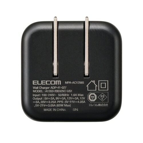 USB−C充電器 ケーブル付 65W ブラック