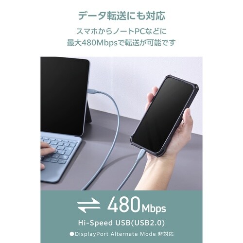 USB−Cケーブル PD100W 2m シリコン緑