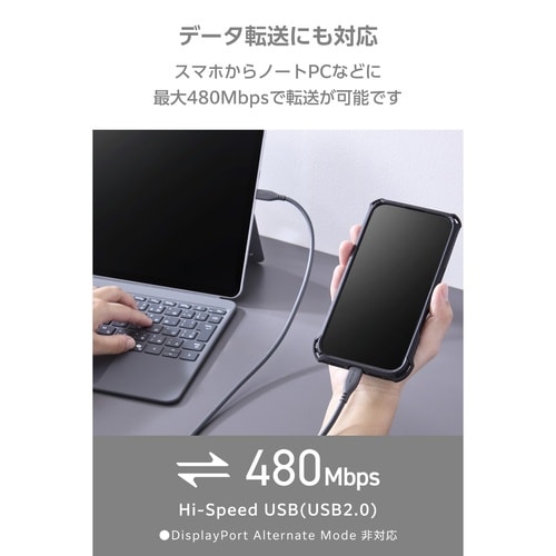 USB−Cケーブル PD100W 2m シリコン灰
