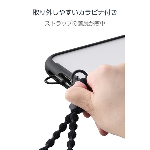 スマホストラップ ハンド 伸縮タイプ 落下防止 黒