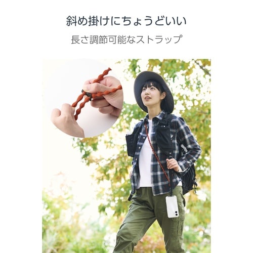 スマホショルダーストラップ 伸縮 反射素材 橙