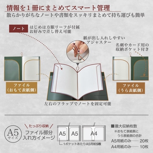 ファイリングノート A5 緑×5