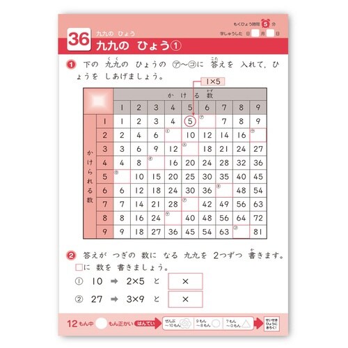 できたよドリル(2年かけ算九九)×5