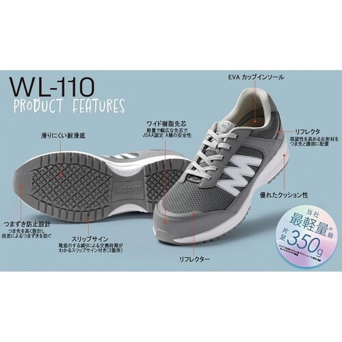 先芯入スニーカー WL−110 ブルー 25.5