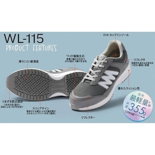 先芯入スニーカー WL−115 レッド 25.0