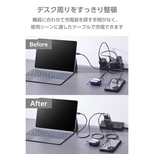 67W USB−C充電器 3ポート コンパクト 灰