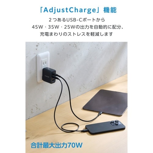 USB充電器70W PDPPS 3ポート 紺