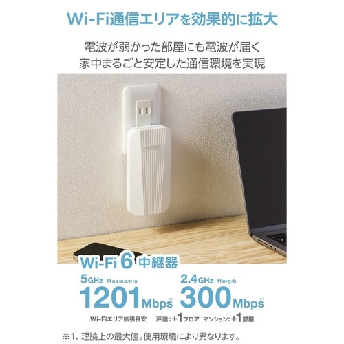 Wi−Fi6 中継器 直挿し ホワイト