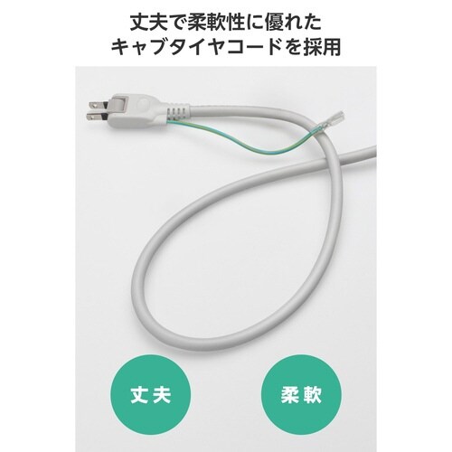 電源タップ3ピン10個口2m 雷ガード 一括 白