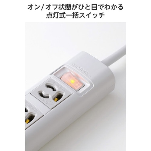 電源タップ3ピン10個口5m 雷ガード 一括 変換