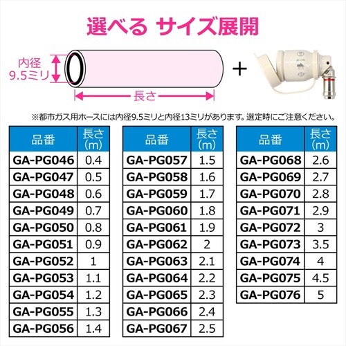 ガスホースセット(都市ガス9.5ミリ用)1.0m