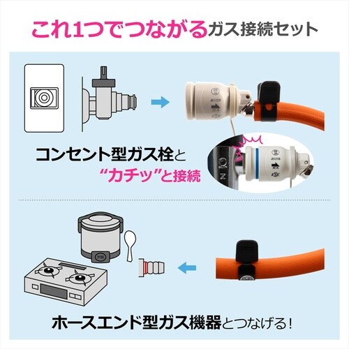ガスホースセット(LPガス9.5ミリ用)1.0m