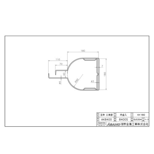 AK8400 ステンレス製玉枠標準型三角型内金入