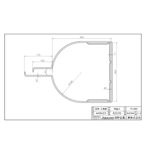 AK8423 ステンレス製玉枠標準型三角型内金入
