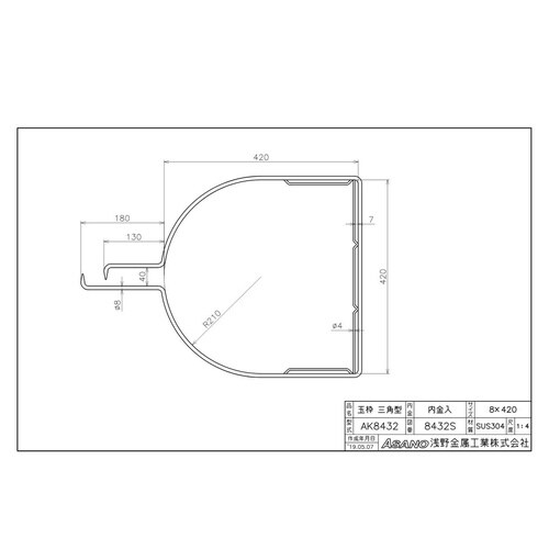 AK8432 ステンレス製玉枠標準型三角型内金入
