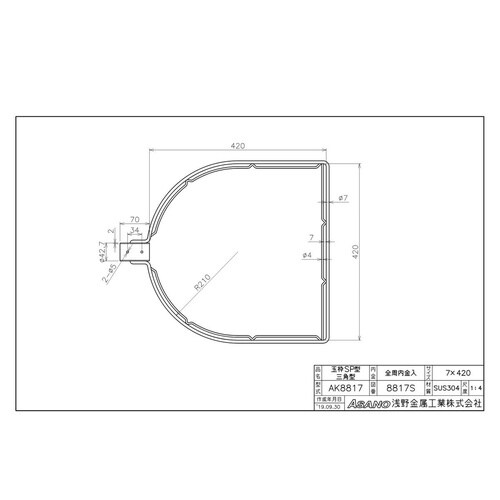 AK8817ステン製玉枠SP型三角型全周内金32A