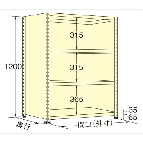 軽量棚 WP1215L04 3方パネル
