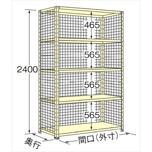 WN2415L05 軽量棚 100kg 3方金網