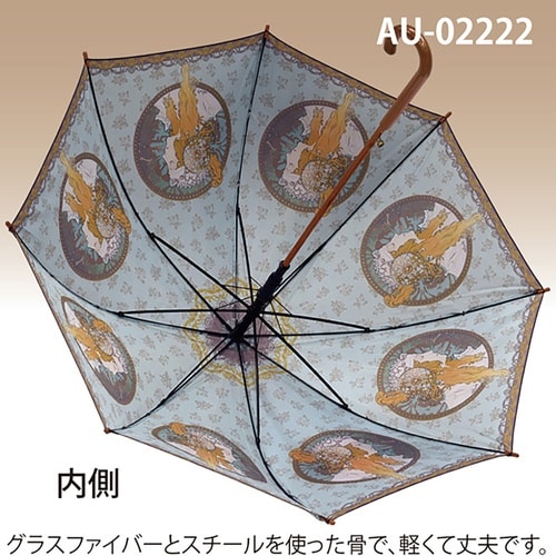 名画木製ジャンプ傘 アールヌーボー ブロンドローズ