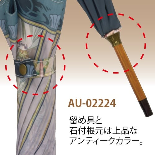 名画木製ジャンプ傘 アールヌーボー 時の流れローズ