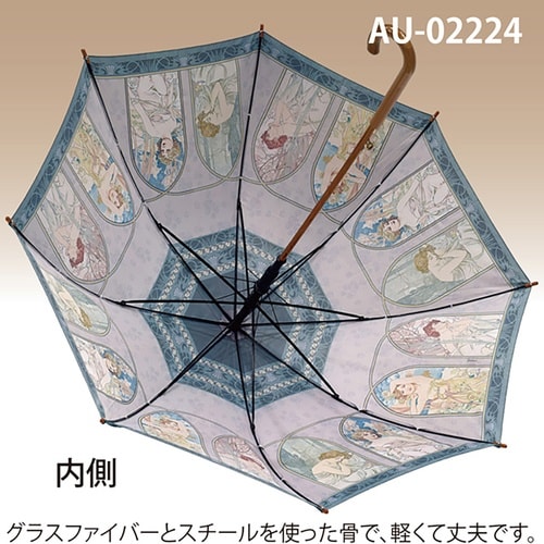 名画木製ジャンプ傘 アールヌーボー 時の流れローズ