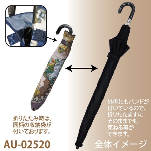 名画折りたたみ傘(アールヌーボー 羽根とローズ)