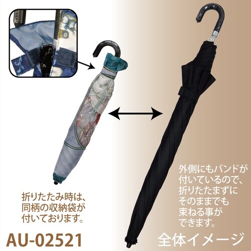 名画折りたたみ傘(アールヌーボー 時の流れローズ)