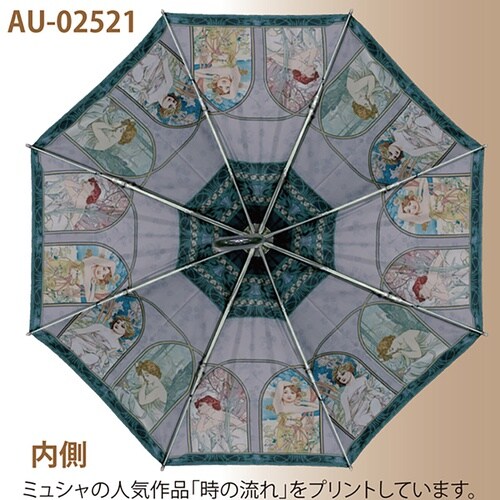 名画折りたたみ傘(アールヌーボー 時の流れローズ)