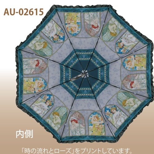 名画フリル傘(アールヌーボー「時の流れとローズ」)