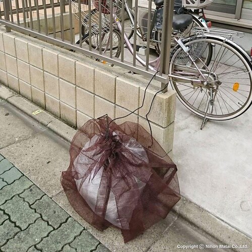 カラスよけ ガードネット巾着型 ブラウン 70x8