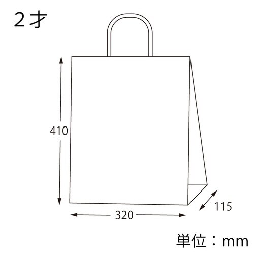 手提げ紙袋 25チャームバッグ 2才 未晒 黒C