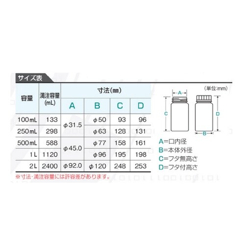 JPボトル 遮光 滅菌済 2L JP−2