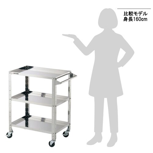 ステンレスヘビーワゴン 枠付き3段(組立