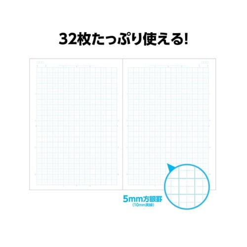 5mm方眼ノート (B5) レッド 32