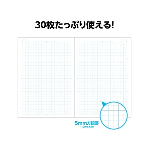 5mm方眼ノート(B5)ブルー 科目シー