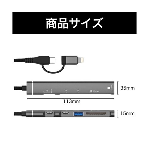 USBハブ 5in1 カードリーダー一体