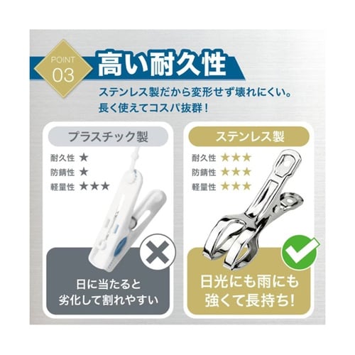 ステンレス洗濯バサミ 1セット(18個入