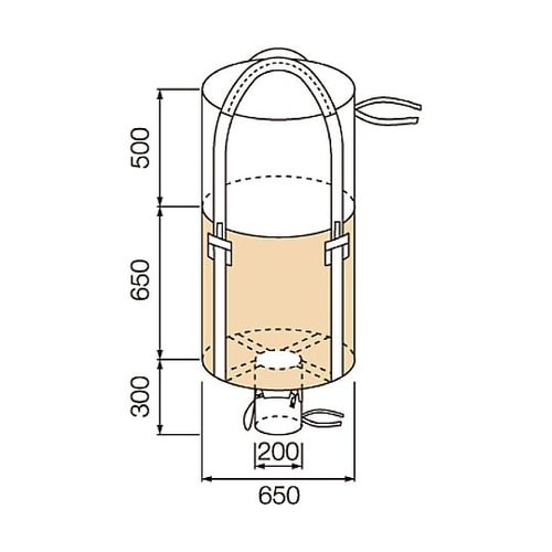 コンテナバッグ 丸型 容量200L 耐荷